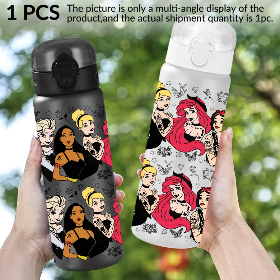 1 szt. Disney Księżniczki Tatuaż Design Butelka na wodę z tworzywa sztucznego o pojemności 770 ml Kubek na wodę do sportów na świeżym powietrzu Prezent na urodziny/święto powrotu do domu