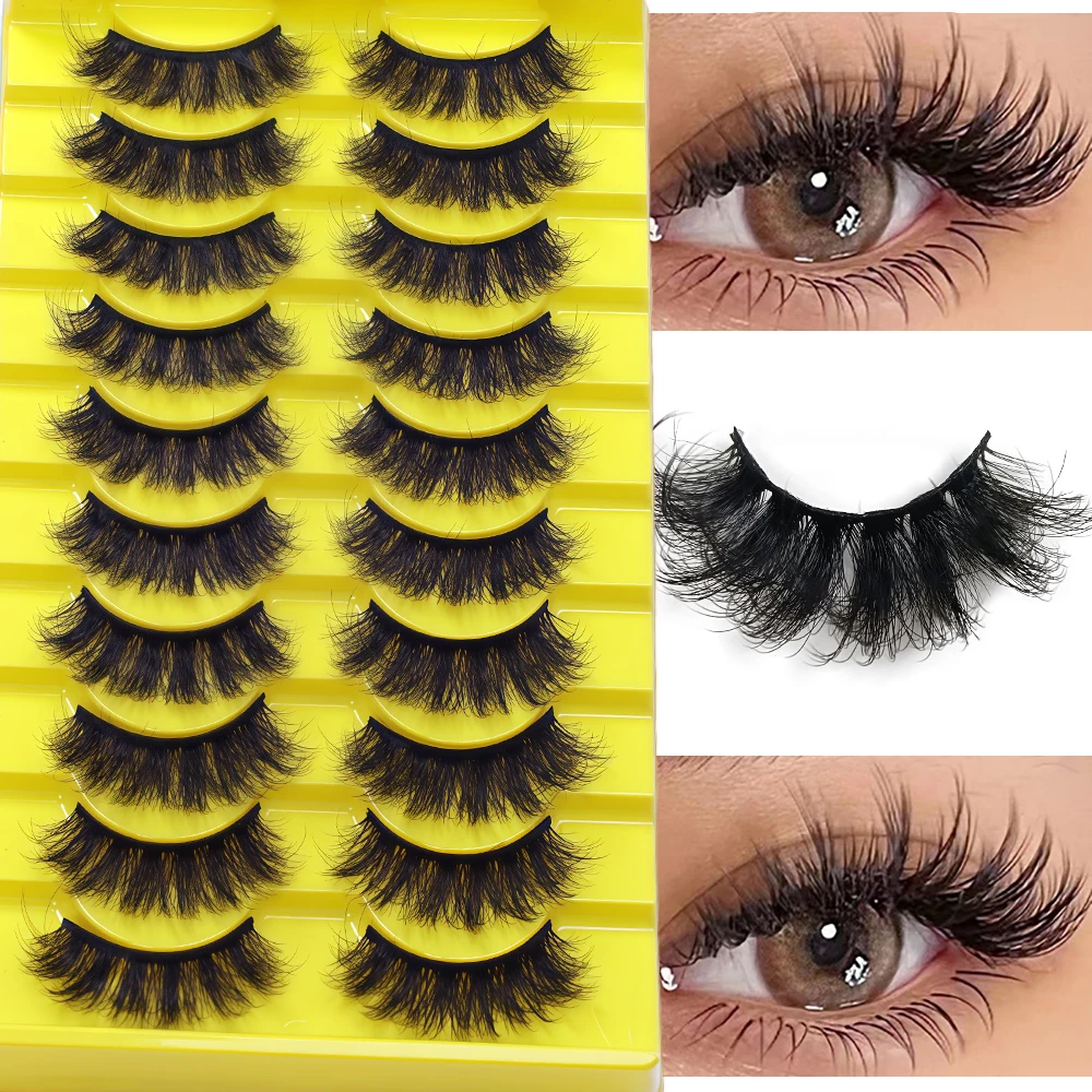 10 paires d'une seule pièce, style de cheveux explosifs européens et américains, épais, utilisation quotidienne sur scène, grands yeux, tige noire, faux cils