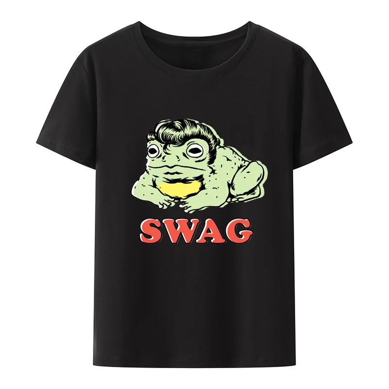 

Swag Frog With a Cool Hairstyle Printd Anime T-shirts Breathable Funny Top Tee Harajuku Koszulki New Style Cartoon Short-sleev