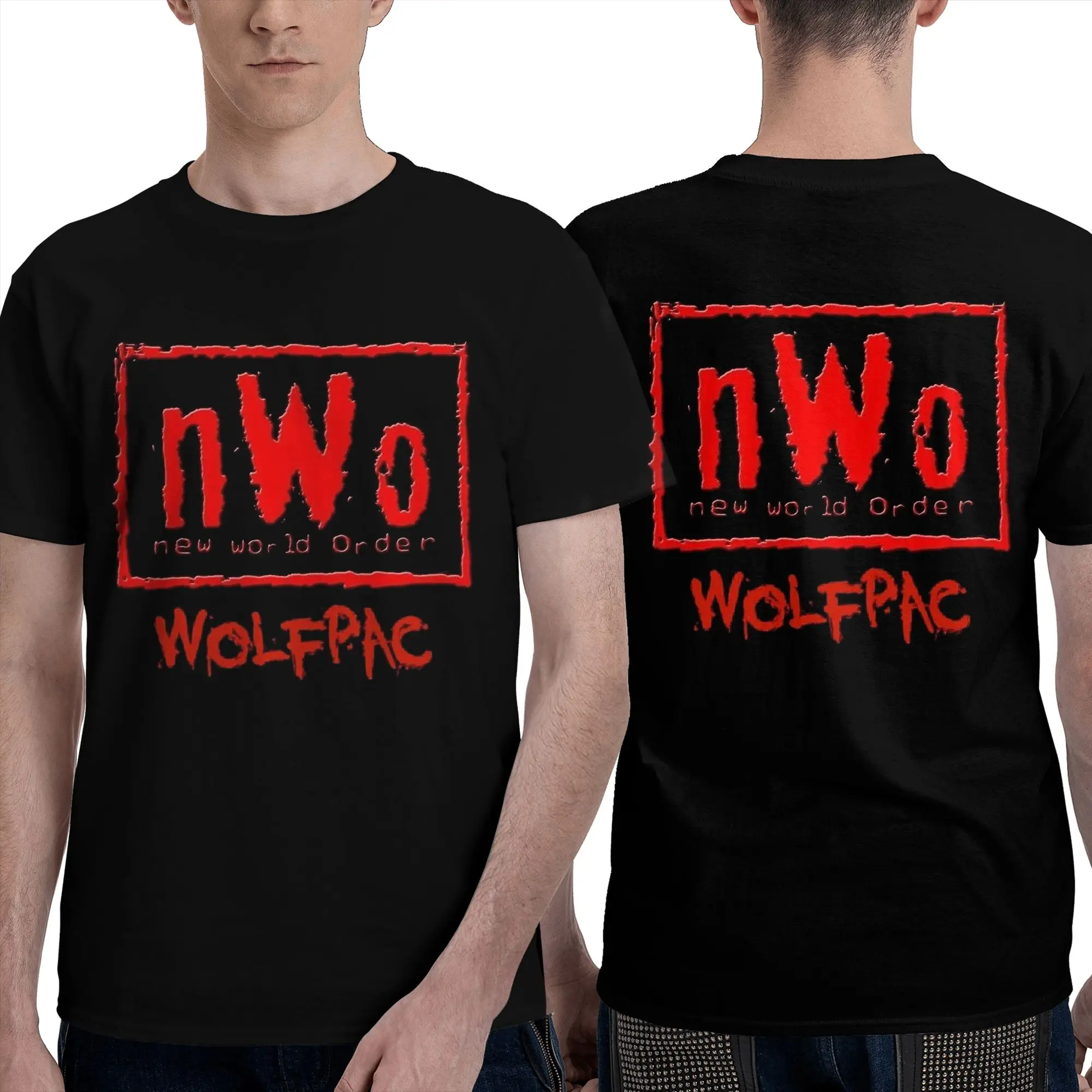 100% Cotton NWO New World Order Wrestling T-Shirt Men's Double Sided T Shirt Men O-Neck Summer Shirts Tops Oversized