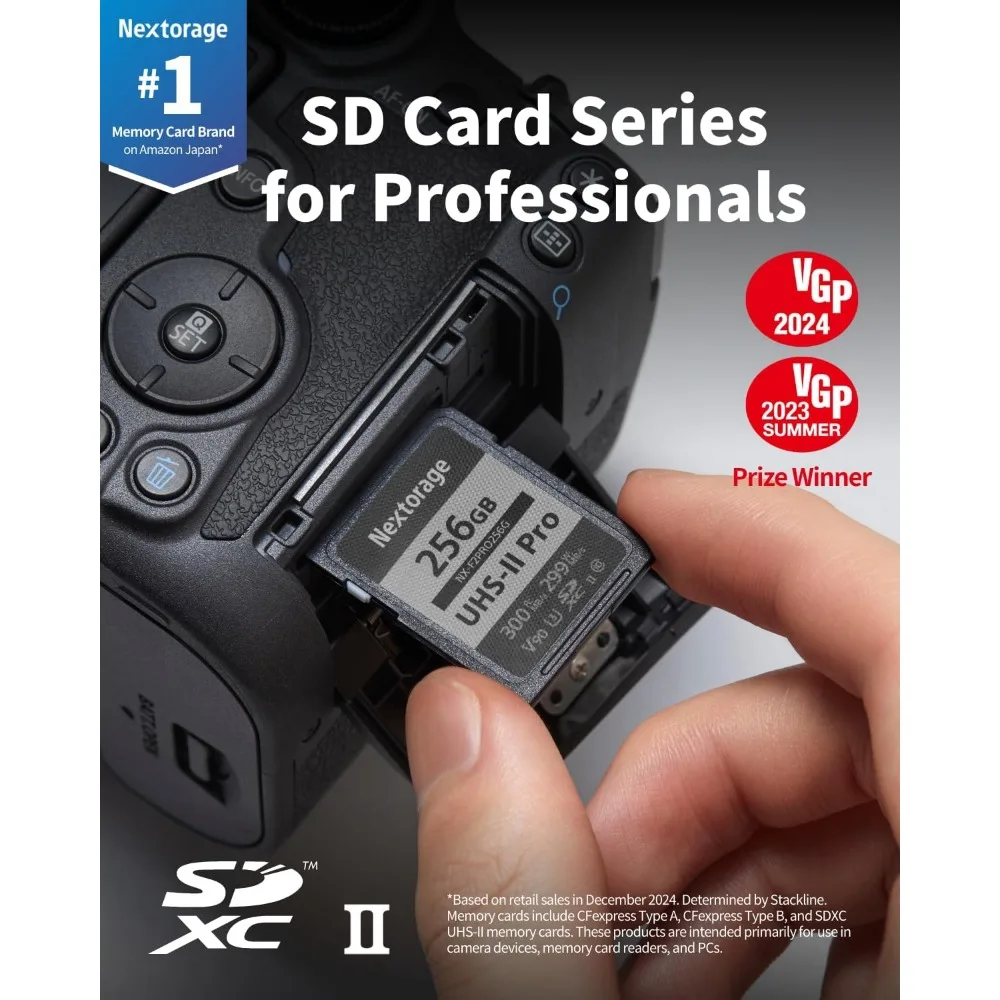 64GB UHS-II V90 SD Card for 8K/4K Cameras - High-Speed 300MB/s Read, 299MB/s Write, Dust/Shock-Resistant, 5-Year Warranty - view 2
