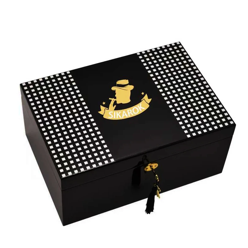 Cigar Humidor With Hygrometer Humidifier Cedar Wood Humidor Box Cigar Case Fit 100-120 Cigars Cabine