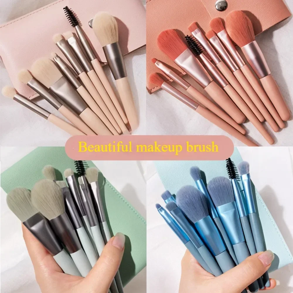 Juego de brochas de maquillaje profesionales, 8 Uds., Color macarrón, piel suave, sombra de ojos, base, colorete, corrector, herramientas de maquillaje de belleza
