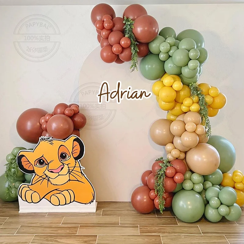 137pcs Disney Lion King Simba Themed Party Balloon Arch Kit Red Yellow Green Latex Balloons for Children's Birthday Party Decor