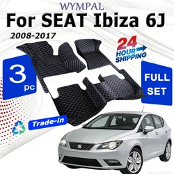 Car Floor Mats For SEAT Ibiza 6J 6P MK4 2008~2017 Waterproof Rugs Durable Carpets Luxury Leather Mat Car Accessories 2009 2010
