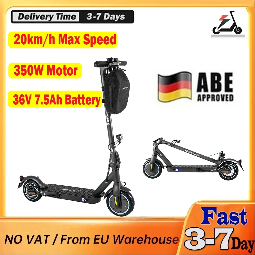 HONEY WHALE E9 Adult Electric Scooter ABE 350W Motors Folding Scooter 20km/h Max Speed 8.5