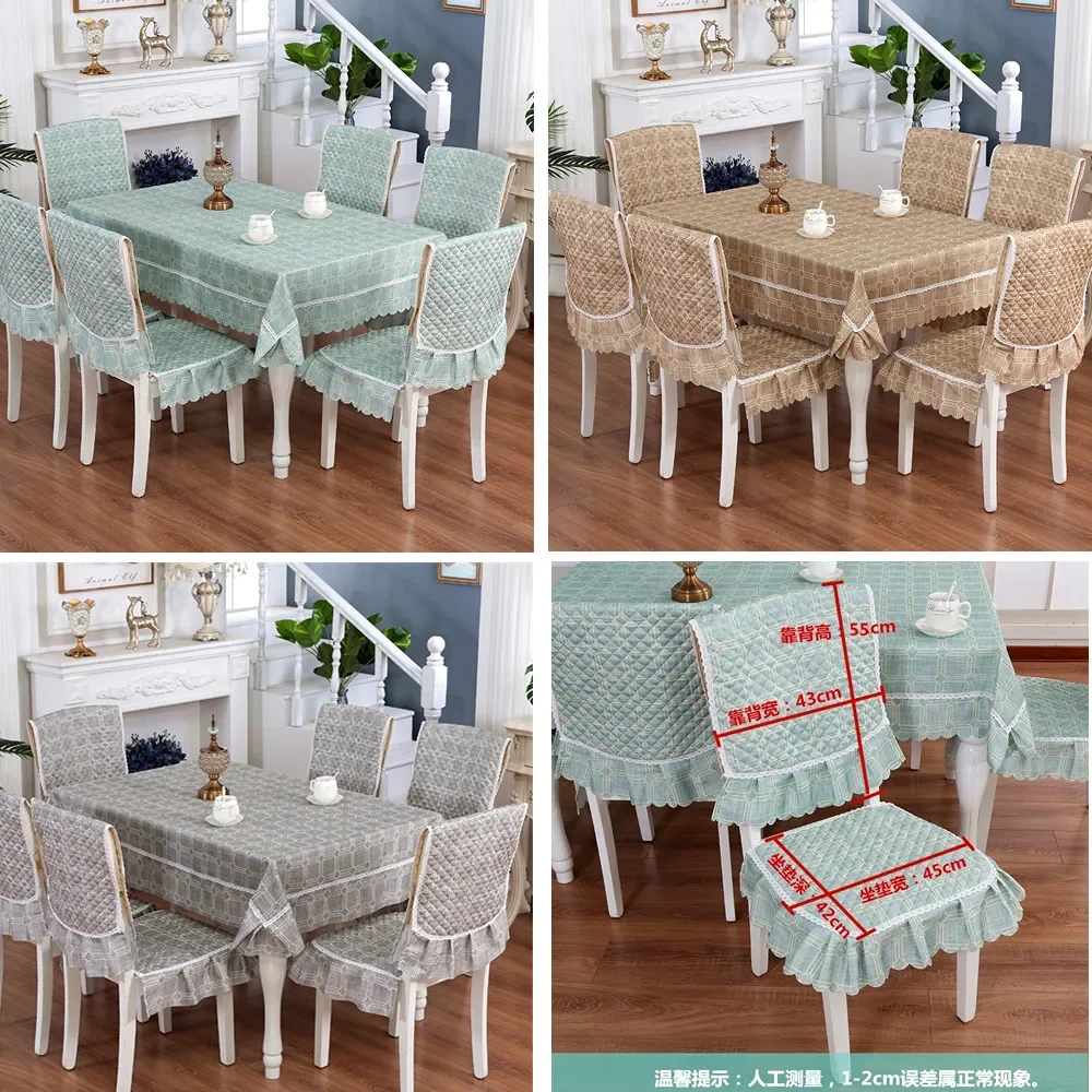 Simplicity dining tablecloth Chair cover high quality kitchen table Quilted non-slip straps dining chair cushion table cloth set