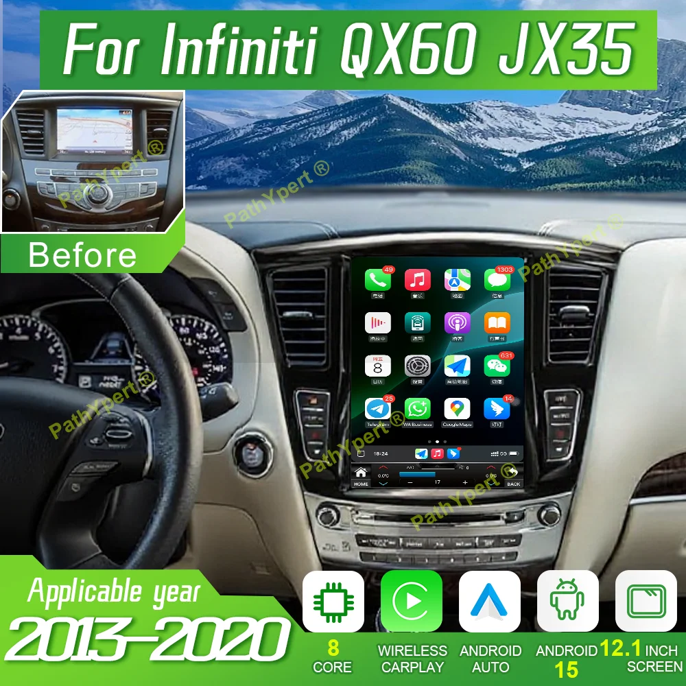 

12.1''Android 15 For Infiniti QX60 JX35 2013-2020 Car Radio Automotive Multimedia Touch Screen Stereo Carplay GPS Navigation BT