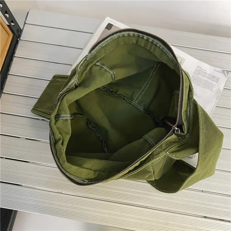 Shopper Bags for Women Large Capacity Canvas Ladies Tote Crossbody Casual Solid Travel Versatile Messenger Female Shoulder Bag