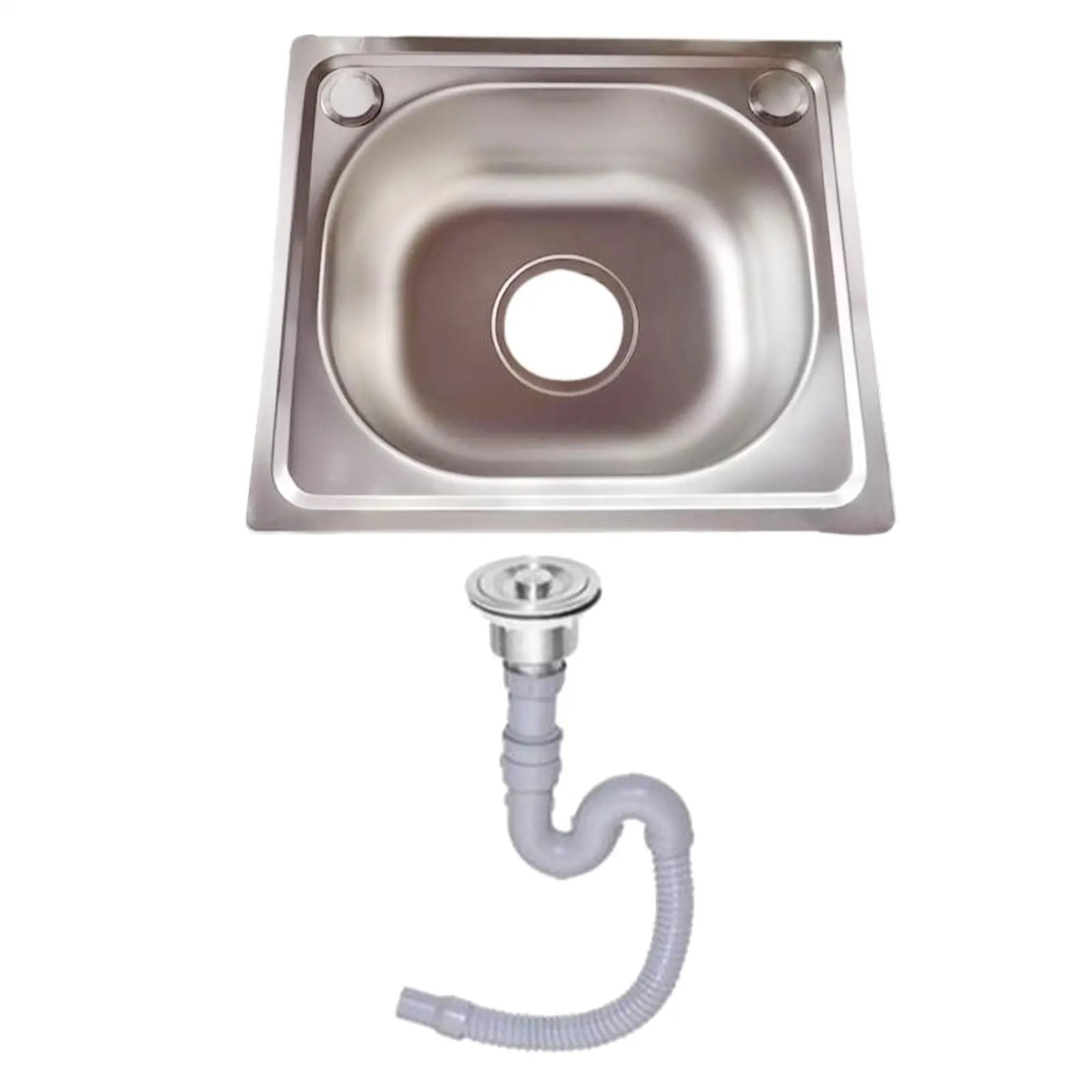 

Topmount Kitchen Sink with Drain Hole with Water Pipe Heavy Duty 37x32x14cm Rustproof Fast Drainage 5.5" Deep Single Bowl