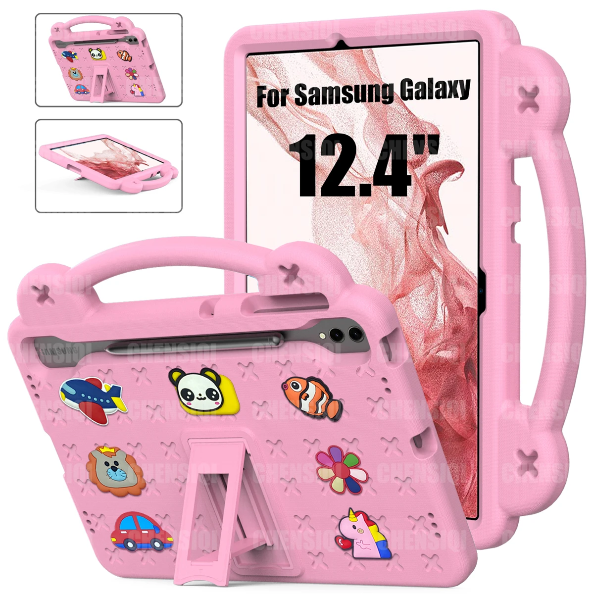 

Чехол для Samsung Galaxy Tab S9FE+ S9Plus S8+ S7+ S7FE 12,4 дюйма, противоударный защитный чехол из ЭВА с ручкой-подставкой, детский чехол для планшета