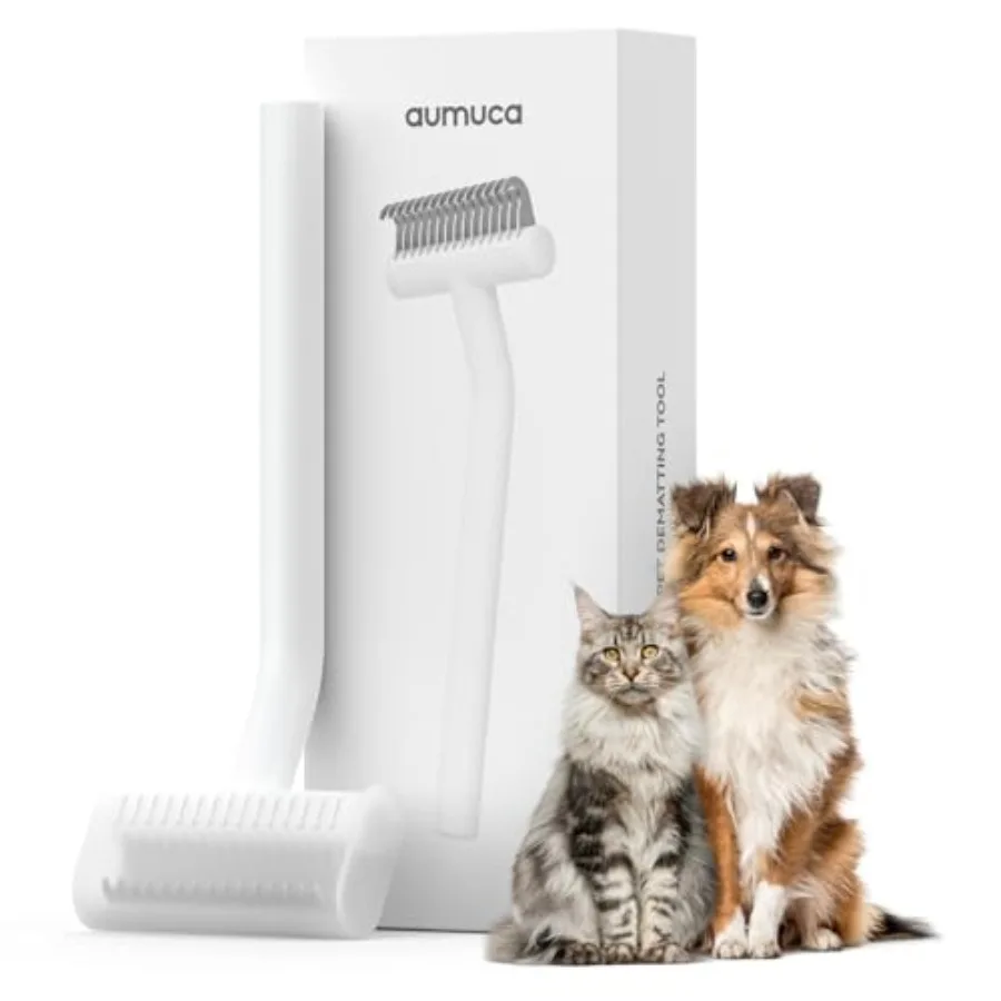 

Undercoat Rake for Cats and Small/Medium Dogs Deshedding Brush and Dematting Comb for Double-Coated Pets with Long or Short Hai