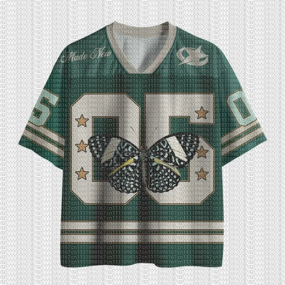 Retro-Shirt mit gepunktetem Schmetterlingsmotiv Nummer 06, bedrucktes Hemd für Erwachsene, Sommer-Mesh-atmungsaktives Sport-T-Shirt für Paare, Eltern-Kind-Kleidung