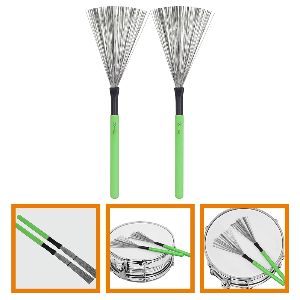 

1 Pair Maple Handle Brush Bass Drum Percussion Wire Brush For Beginner Kids Adults Durable High Carbon Steel Practical Smooth