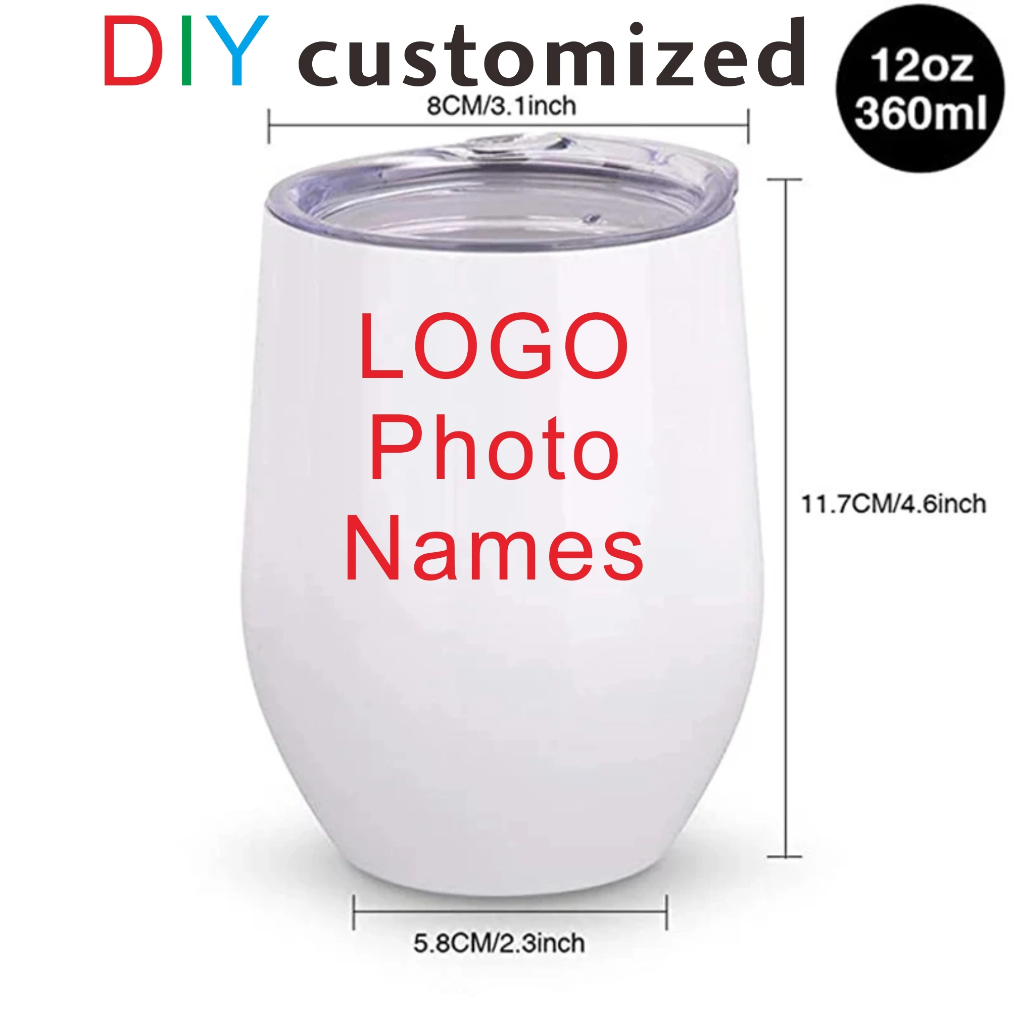 DIY Sublimation Wine Coffee Tumbler 12oz Cup Tube Shape Hot Cold Thermos Metal Glasses Container Seal Lid Wedding Party