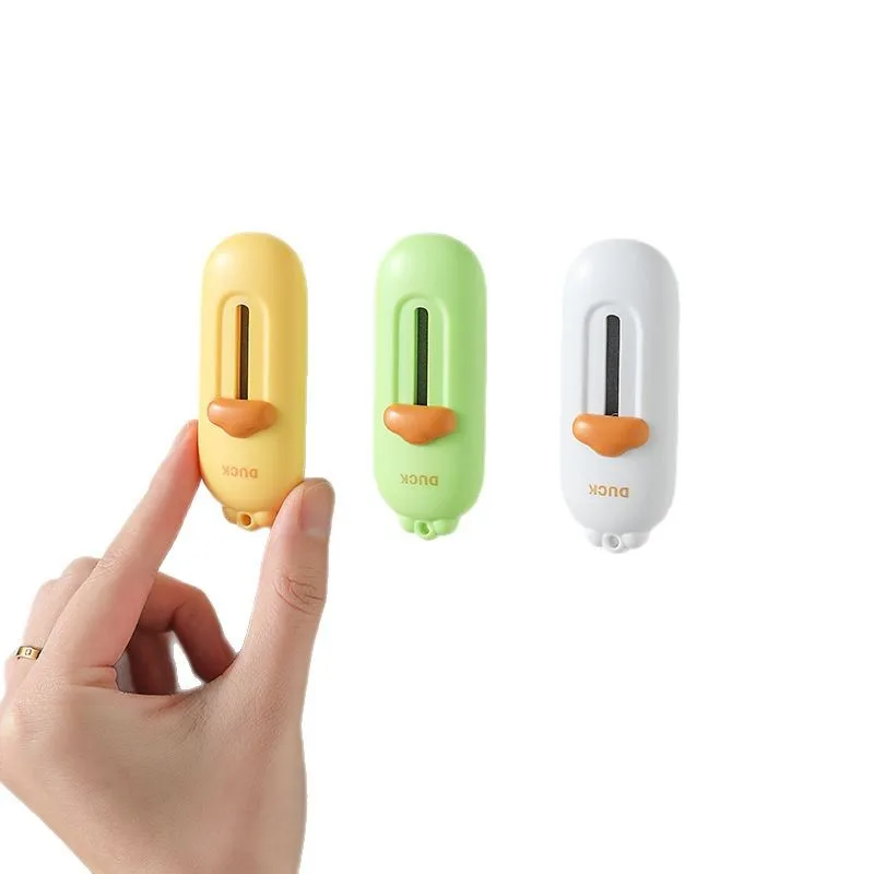 1 Stück, gelbe Ente magnetischer Kastenöffner Offenes Express-Paket-Box-Werkzeug Tragbarer Antihaft-Kastenöffner mit gezacktem Messer