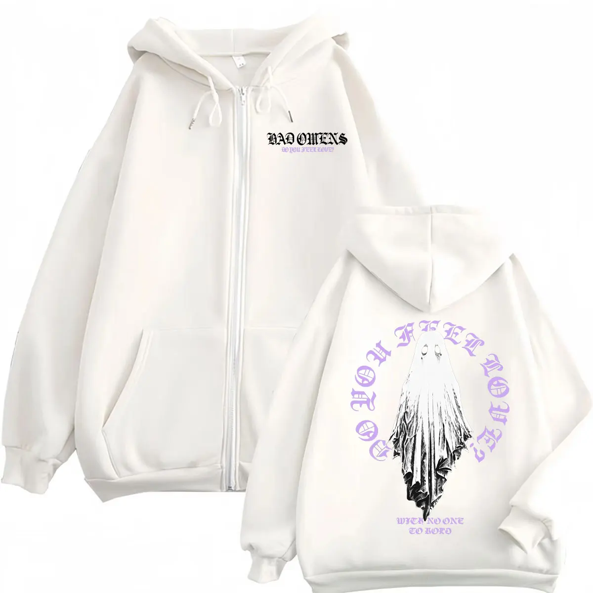 Rock Band Bad Omens Tour 2026 Zipper Hoodie Gothic Fashion Zip Up Pullovers Men Women Casual Long Sleeve Sweatshirts Streetwear - Image 2