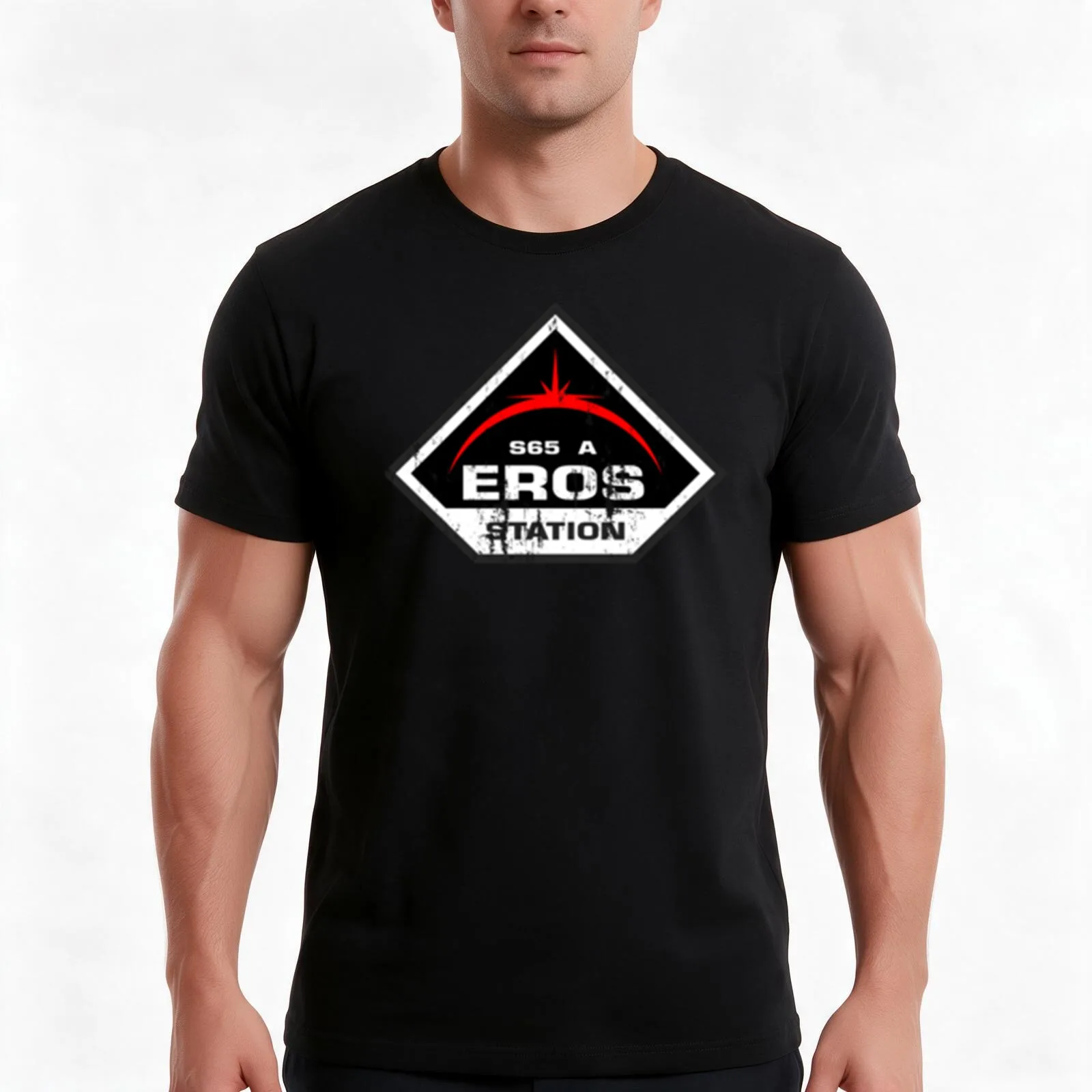 Eros Station T-Shirt Summer Casual Cotton Tee Oversized Streetwear Tops Vintage Graphic Print Loose Fit Short Sleeve