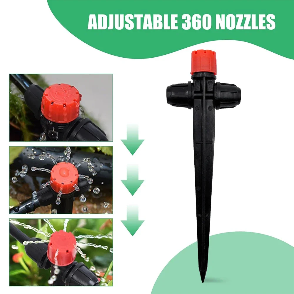DIY Spiked Sprinkler Drip Irrigation Kit Garden Watering System Automatic Equipment Set for Greenhouse Plant Hydration