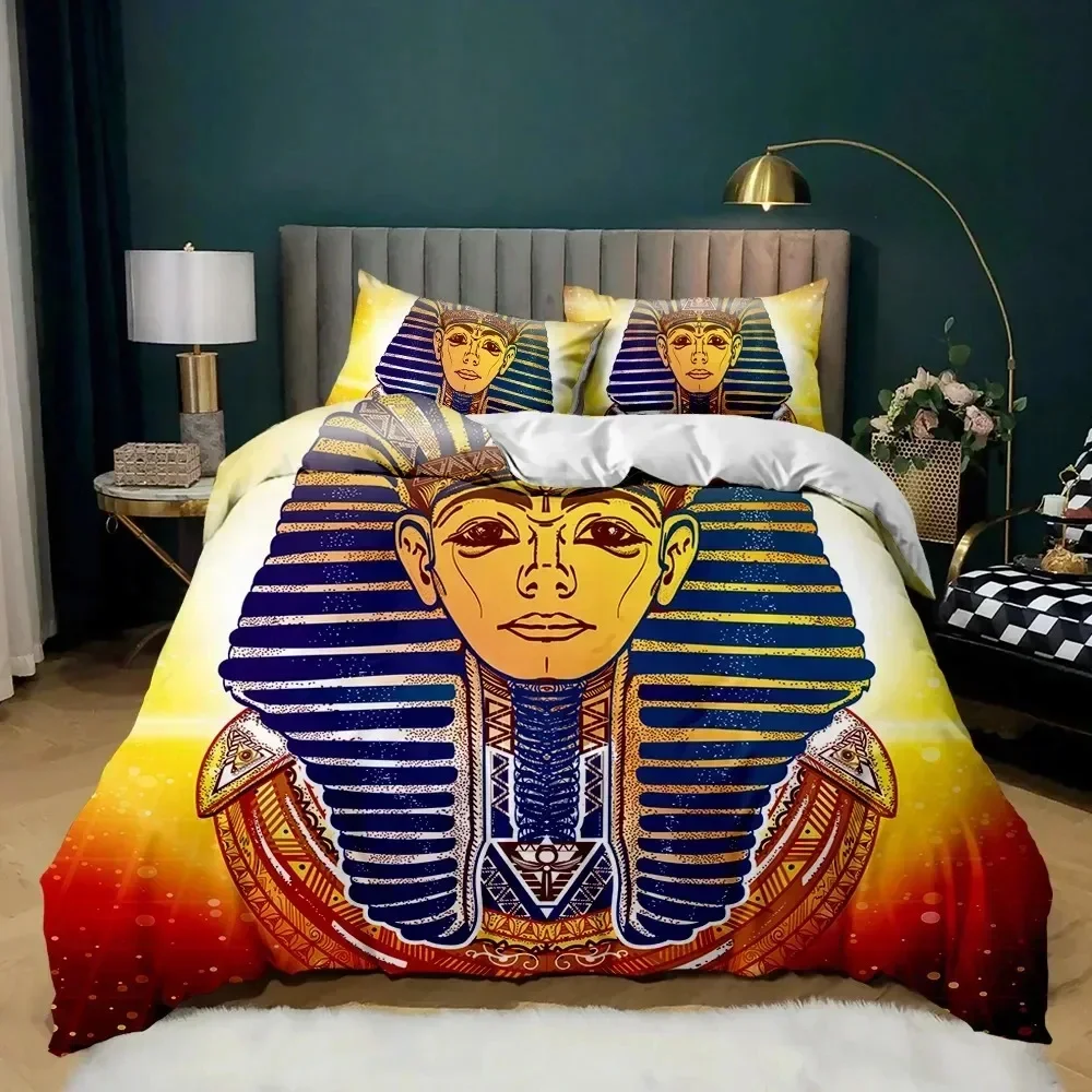 

Pharaoh Bedding Set Ancient Egypt Tribe Decor Adult Egyptian Pyramid Duvet Cover Sheet Printed Pillowcase Bed Comforter Bedroom