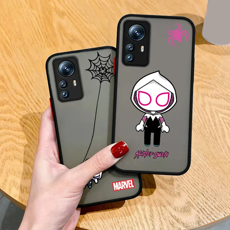 Marvel SpiderMan Art For POCO X5 X4 X3 NFC X2 M5S M6 M4 M3 M2 C51 F5 F4 GT Pro Frosted Translucent Phone Case