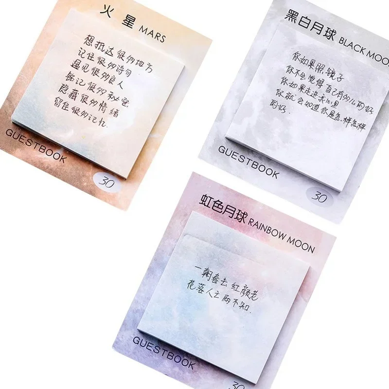 Circular Tearable Notebook, Earth Moon Planet Sticky Notes Memo Pad, Kawaii Office Stationery, Office Decor