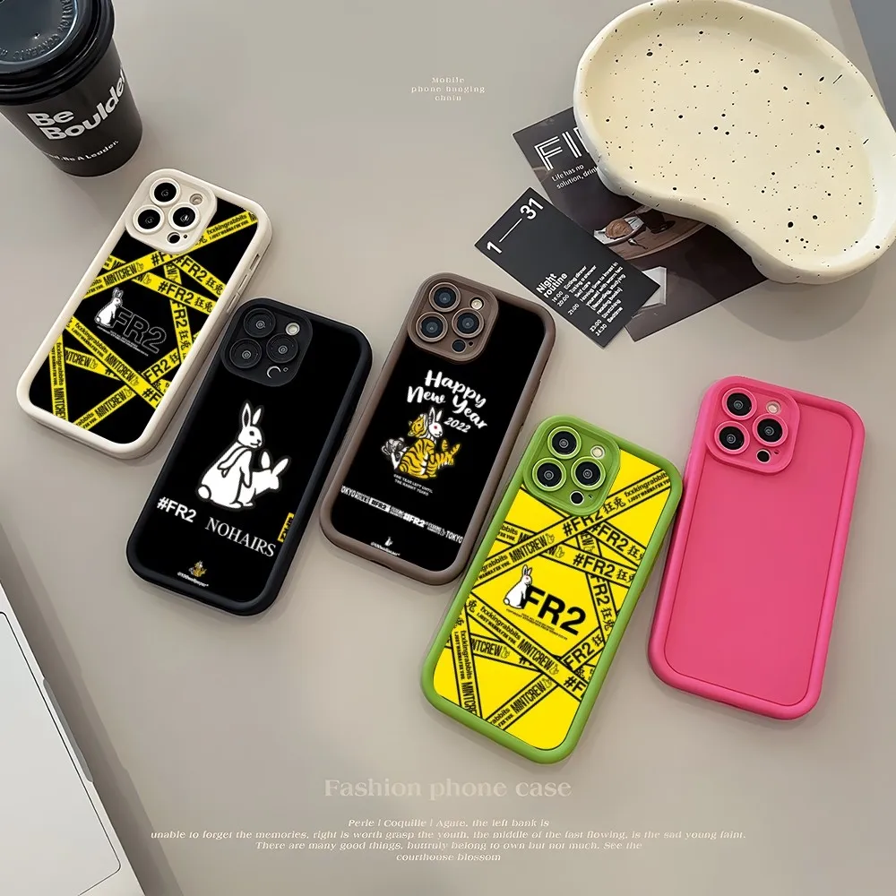 Матовый Силиконовый чехол Crazy Rabbit FR2 для iPhone 15 14 13 12 11 Pro Max Plus