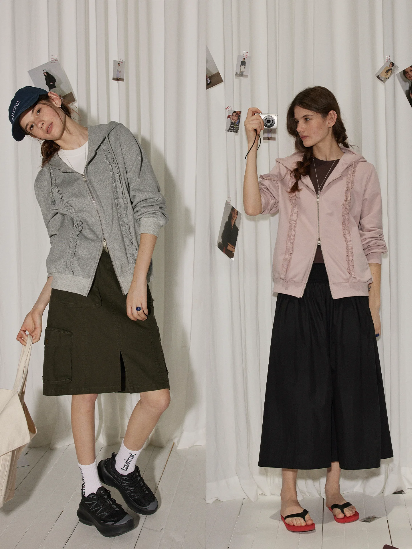 

Женская толстовка Lofi Choose с капюшоном, молнией и рюшами, свободного кроя, повседневная осенняя кофта с завязками, удобная, из смесового хлопка