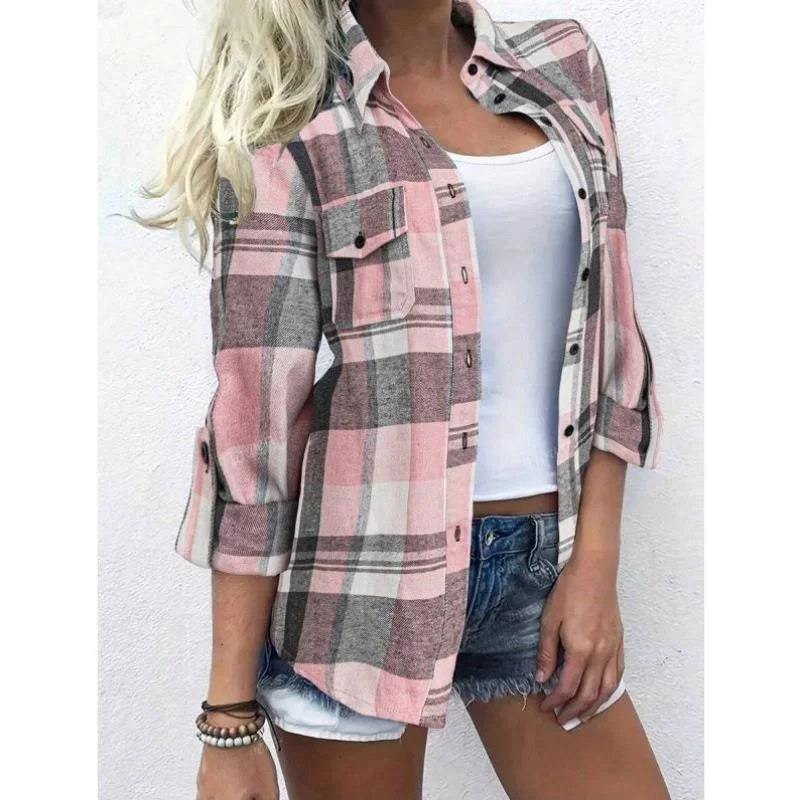 

Женская повседневная фланелевая клетка из полиэстера с кет Brued Sve Cross-Border Faion среднего возраста и ly из искусственной кожи