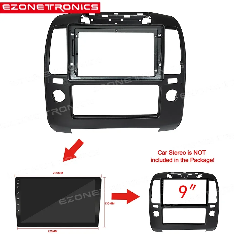 9 Inch 2din Car Radio Fascia For Nissan Navara 2006-2012 Double Din Car Dvd Frame Adaptor Panel In-dash Install Facia Panel