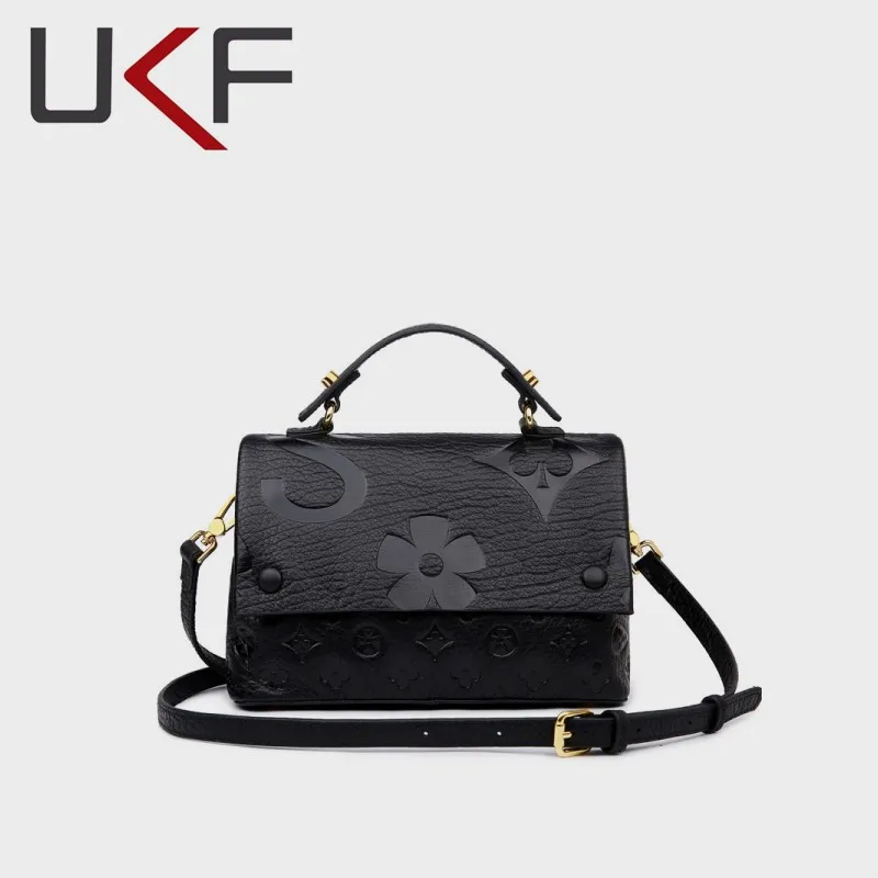 UKF New Leather Women\'s Shoulder Strap Handbag Women\'s Fashion Black Shoulder Bag Luxury Woman Handbag Bags For Women Designer