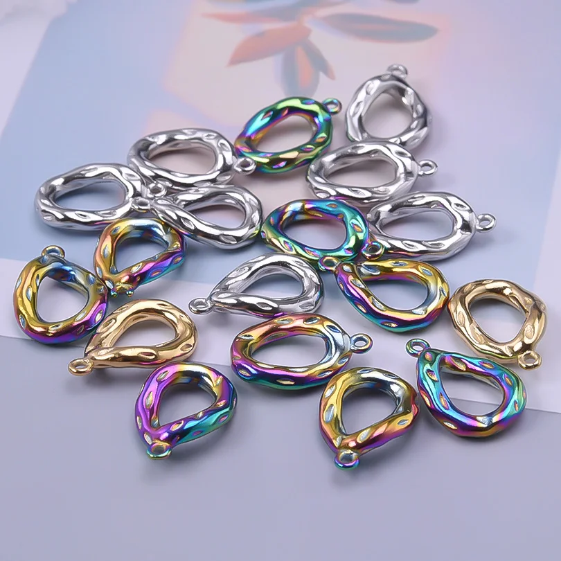 Luxury 10pcs 3D Irregular Graphic Pendant Charms Love Shaped Gold Color Rainbow DIY for Necklace Earring Findings Jewelry Making