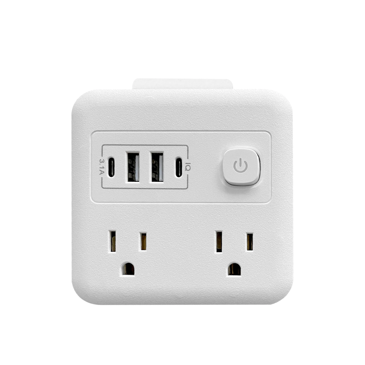 Regleta de alimentación con 4 salidas de CA, enchufe estadounidense, extensión de enchufes eléctricos con cargador 4 USB C, 10A, 125V, 1250W, Protector contra sobretensiones, filtro de red