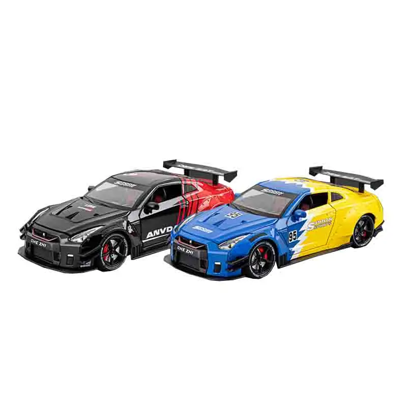 1:24 Nissan Skyline Ares GTR R35 vehículos de juguete y fundido a presión, modelo de coche de juguete de Metal, colección extraíble de alta simulación, juguetes para niños