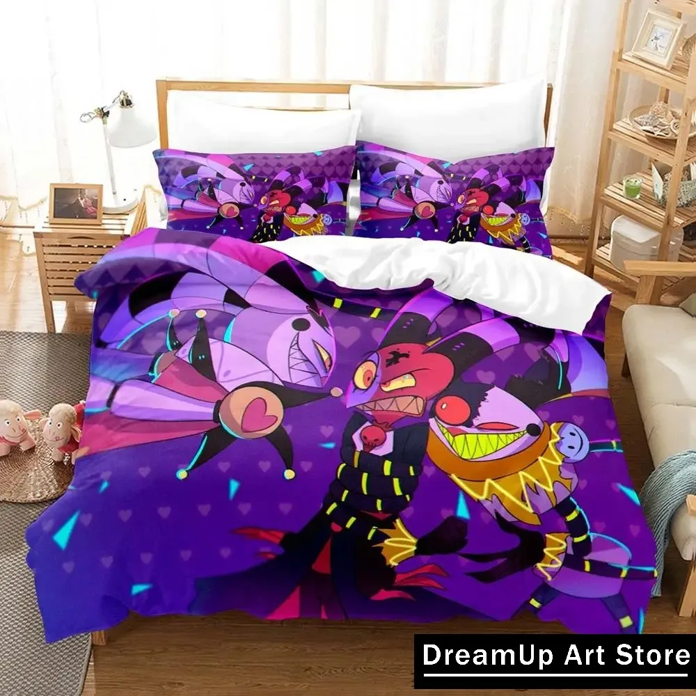 Cartoon Blitzo Buckzo Hazbin Hotel Helluva Boss Bedding Set Quilt Cover Bed Cover with Pillowcase Twin Single Queen King Size