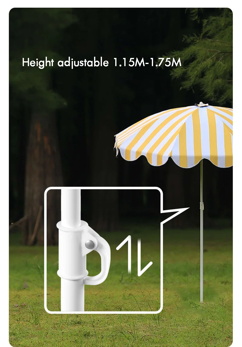 Large Fashion Sunscreen Patio Umbrella with Strip Style UV Protection Big Size Beach Umbrella for Outdoor Garden with Base