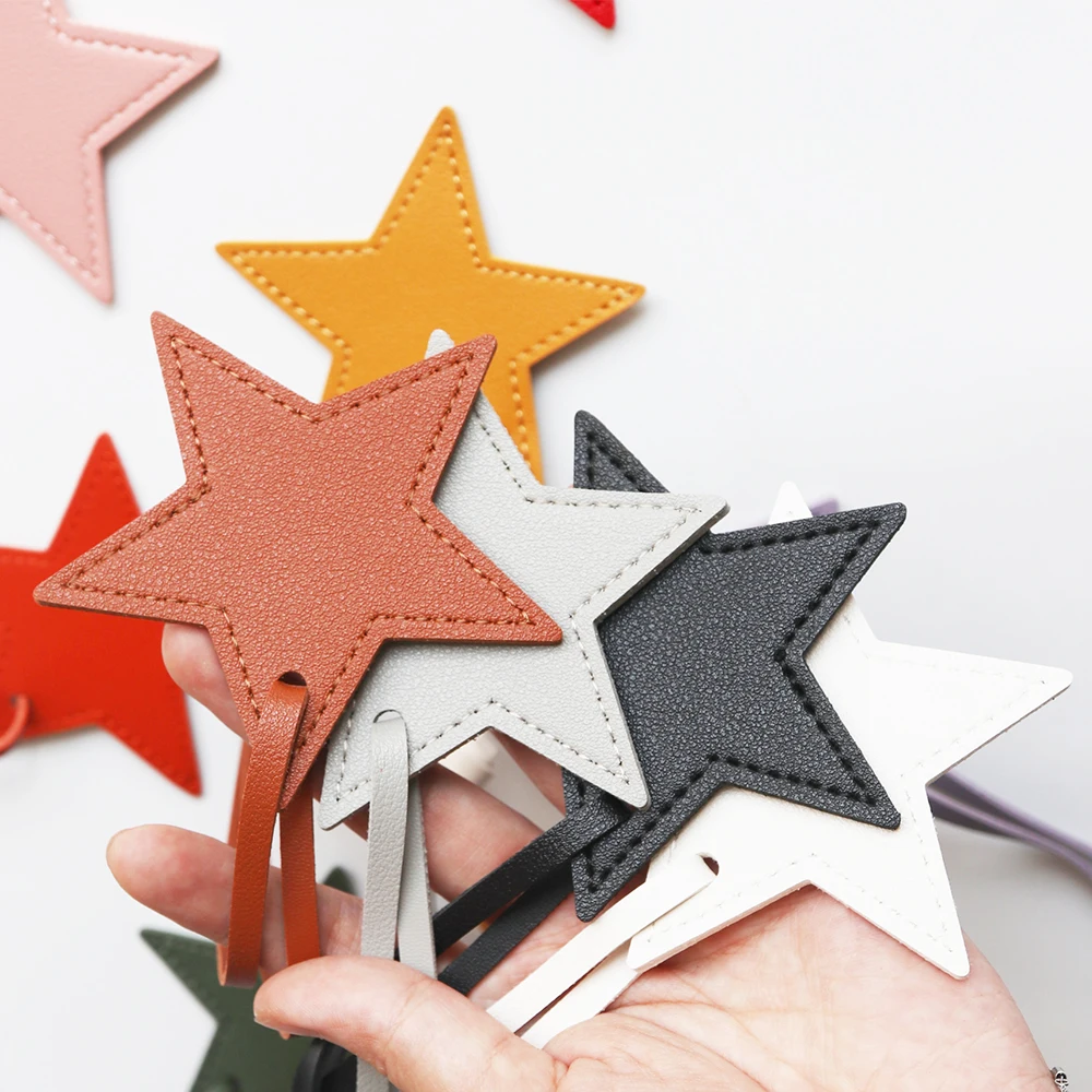 Personalisierter Handtaschenanhänger Niedlicher Stern PU-Leder Mode-Accessoires Großhandel Gravierte Initialen Reisegepäckanhänger Kreatives Geschenk – Detail 5