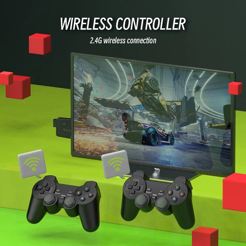 Videospiel sticks m8 Konsole 2,4g Dual Wireless Controller Game Stick 4k Spiele 64GB Retro-Spiel für Drops hipping Weihnachts geschenk