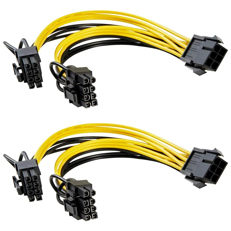 Cavi di alimentazione adattatore Pcie da 6 Pin a doppio 8 Pin, da 6 Pin a doppio Pcie 8 Pin (6 + 2) scheda immagine adattatore di alimentazione PCI Express