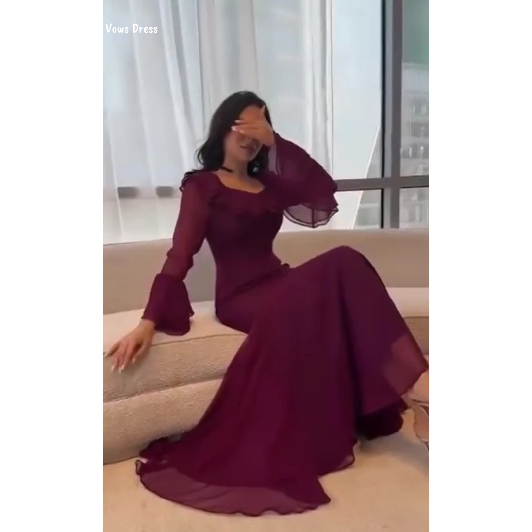 

Vows Claret Evening Dresses Woman Elegant Dresses for Special Event Line A Women's Prom Dress Luxury Custom Made Chiffon Party