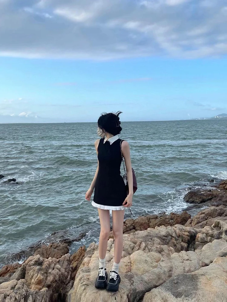 Bla A-Line Dr con design ingombrante in vita Svel Gonna a pois Coreano Sle Pendolarismo Colore puro Nuovo arrivo estivo