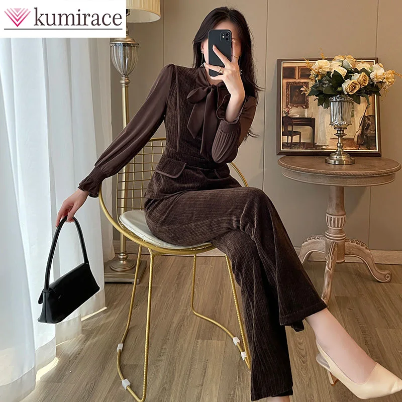 

2023 Spring/Summer New Set Women's Foreign Style Fashion Retro Two Piece Set Elegant Women's Pants Set Luxury Clothes Women