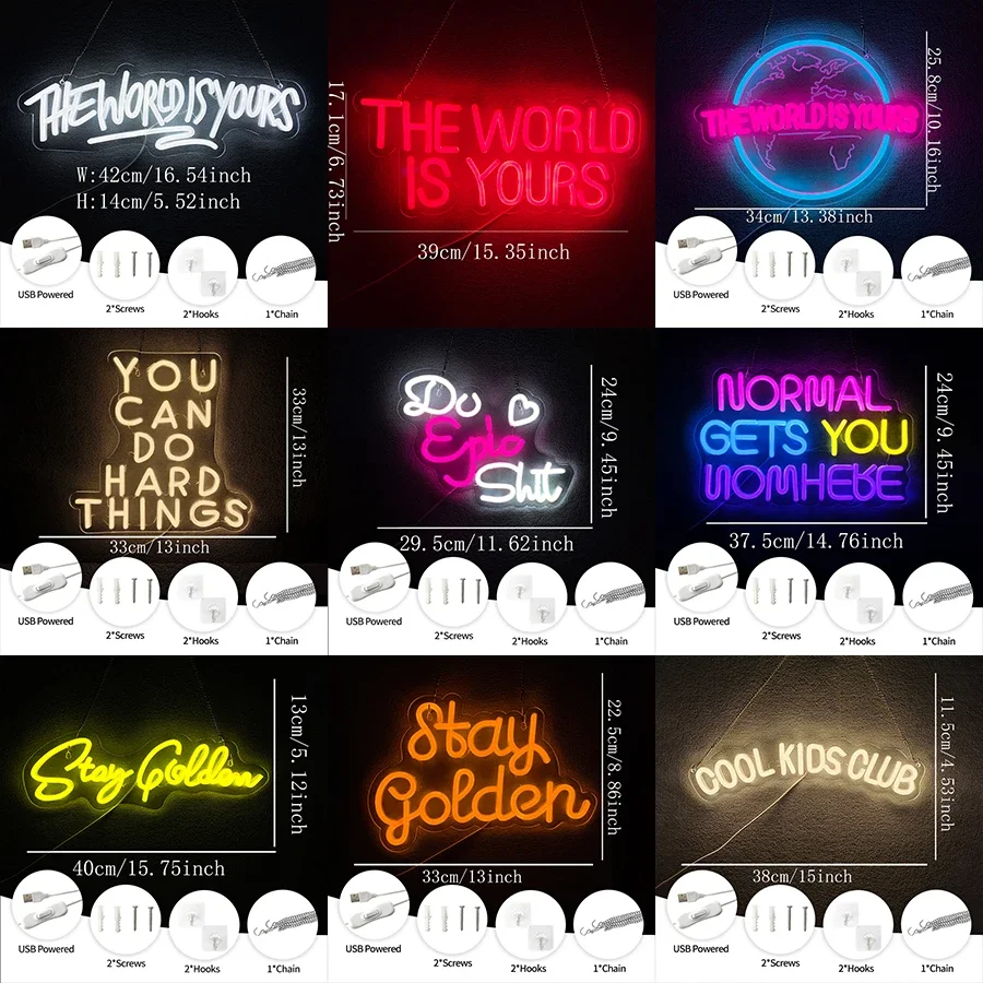 for Wall the Golden LED World Home Is Man Birthday Yours Neon Sign Decor Stay Light Cave Game Room Novelty Lighting（new） Lights