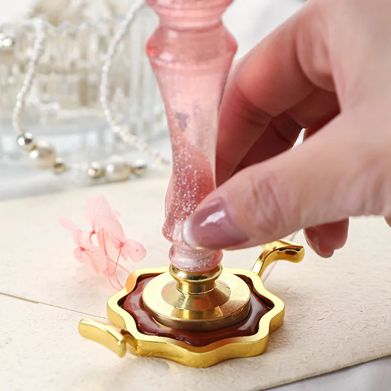 Wax Seal Metal Mold Holder Metal Sealing Round Flower Heart Wax Seal Stamp Rings Wedding Shape for Card Making Supplies SB037