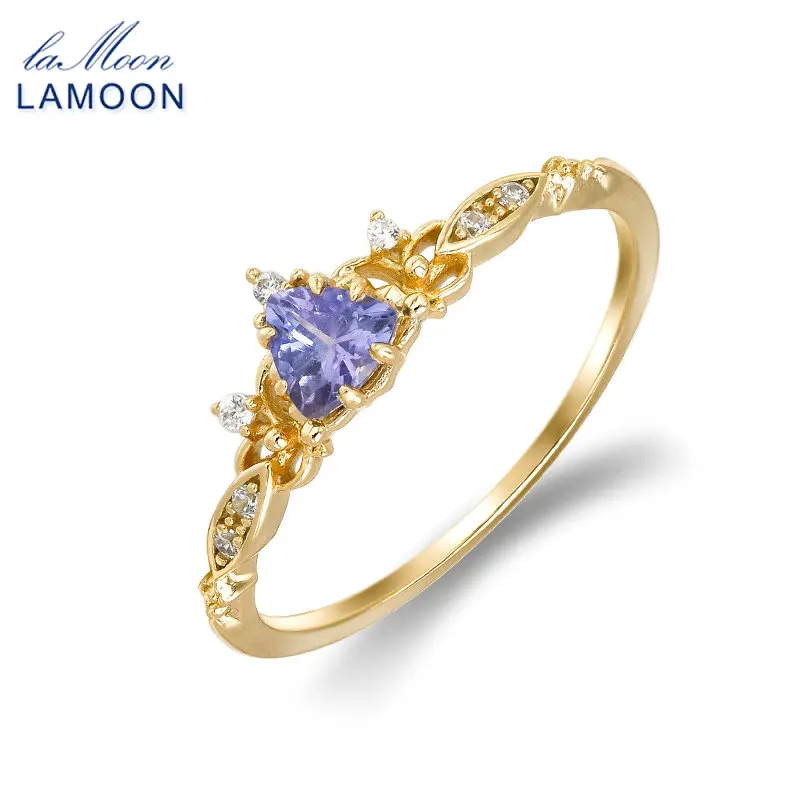 LAMOON Luxury Exquisite Bijou Natrual Tanzanite Ring For Women Colored Gemstone 925 Sterling Silver Gold Plated Fine Jewelry