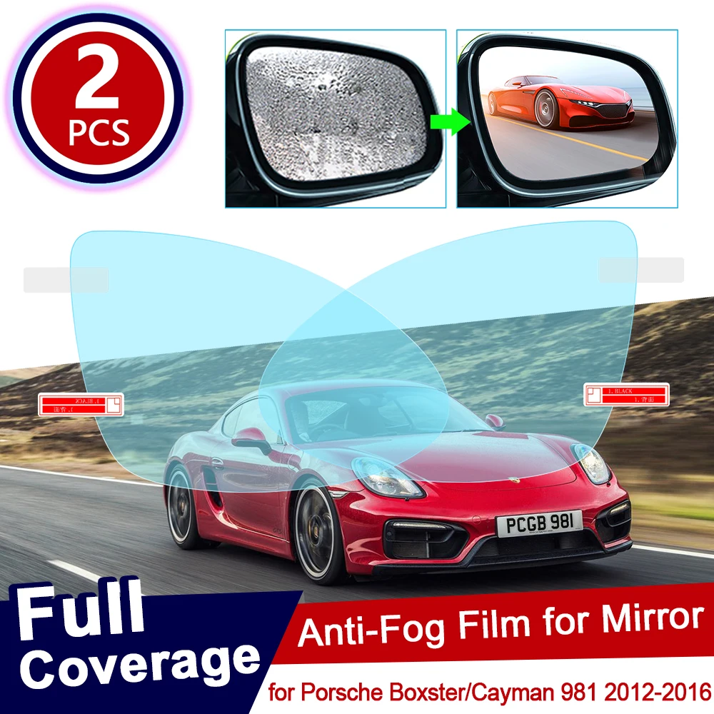

for Porsche Boxster Cayman 981 2012~2016 Full Cover Anti Fog Film Rearview Mirror Rainproof Clear Anti-fog Films Car Accessories