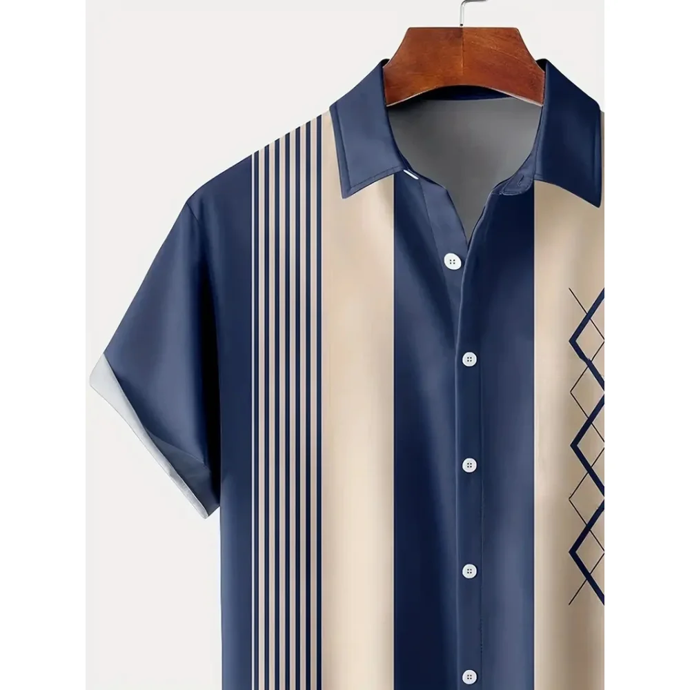 2024 camicia Casual a maniche corte da uomo estate 3D camicia con stampa fantasma maglietta a maniche corte con bottoni da spiaggia risvolto traspirante Streetwear