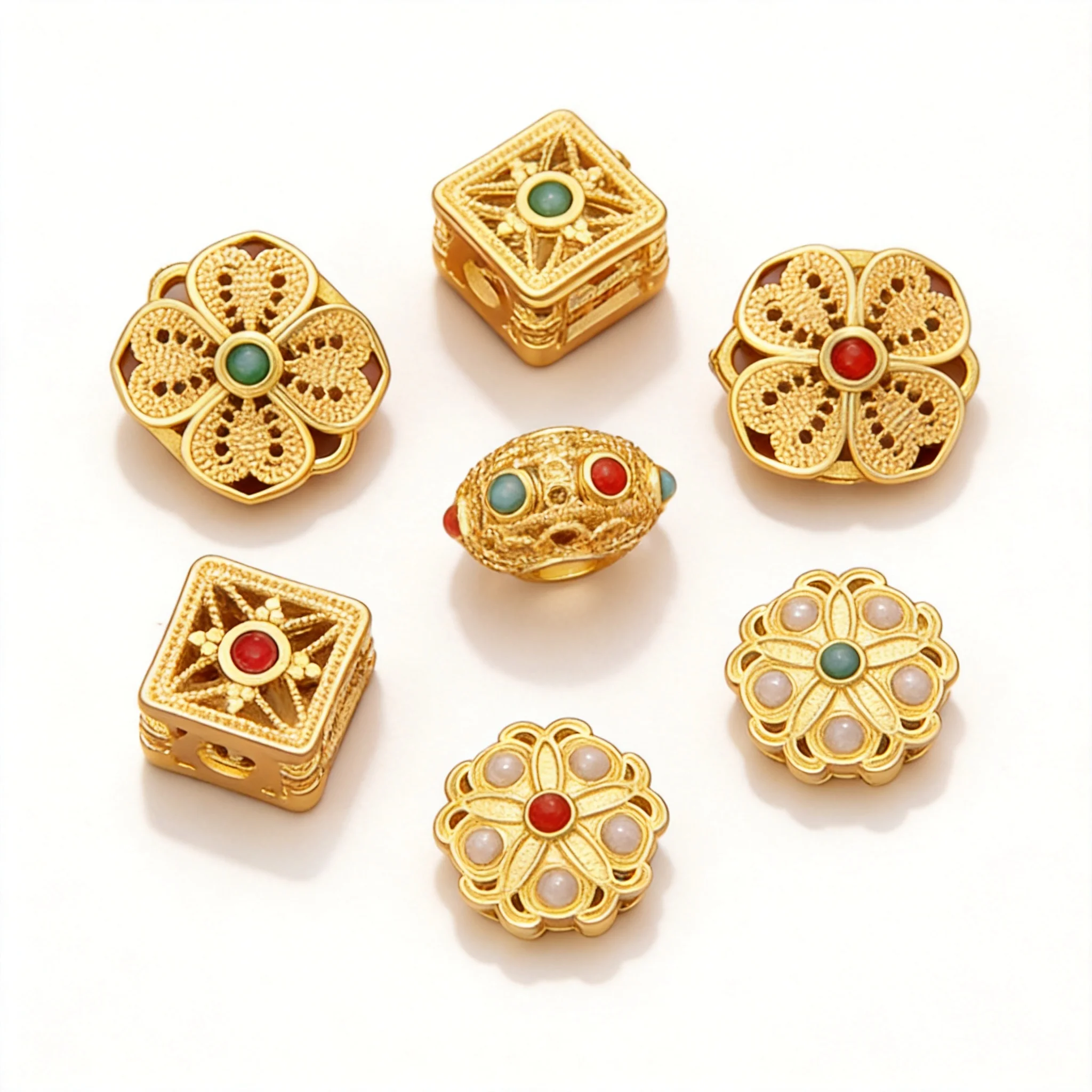 Lucky Chinese Style Ancient Gold Plated Dragonfly Eye Spacer Beads For Diy Jewelry Making Bracelet Weaving Blessing Fortune Char