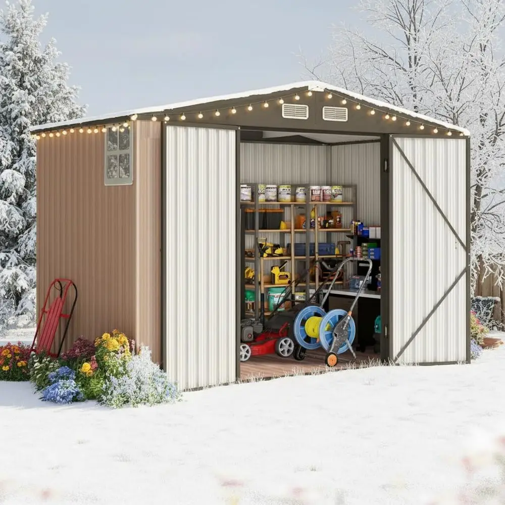 

Durable 8x6 Outdoor Metal Shed with Combination Lock, Weatherproof Storage for Tools, Garden, and Patio (8.2x5.8 Base, No Floor)