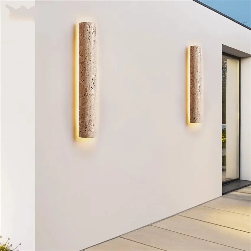 Giallo travertino lungo lampade da parete wall washer LED outdoor villa cortile balcone impermeabile bagno applique luci illuminazione